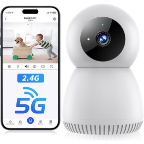 الكاميرا الداخلية 5G و 2.4 جيجا هرتز واي فاي ، 360 PAN/TILT كاميرات للأمن المنزلي ، 1080 بكسل كاميرا أطفال/حيوان أليف مع اكتشاف حركة تطبيق الهاتف ، والتحدث ثنائي الاتجاه ، والرؤية الليلية ، وذوي صفارات الإنذار ، وتوافق مع Alexa 2pack