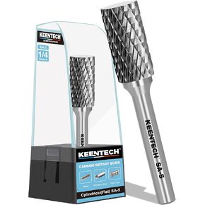 بتات البورت Keentech Tungsten Carbide ، 1/4 "Bit Grinder Die Die ، SB-5 قطع قطع مع حالة تخزين ، ملف دوار شكل أسطوانة مزدوج للمعادن الصلبة ، 1/2" قطع ضياء. × 1 "طول القطع in Kuwait