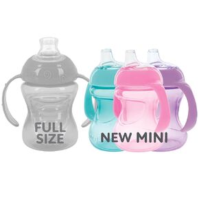 nuby no spill 6oz/180ml mini grip n 'sip sip spout spout spout cup ، 3 pack ، girls ، 6m+، bpa free