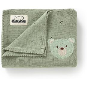 mimixiong Organic Cotton Baby Blanket Neutral Knitted Soft Crib Nursery Swaddling Receiving Blankets for Newborn Baby Boy Girl 40x30 Inch in Kuwait