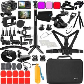 حزمة الملحقات لـ DJI Osmo Action 5 Pro/Action 4/3 Case Case Diving Housing Silicone Case Glass Screen Protector Film Whole 60e (Kit1 لـ DJI Osmo Action 5 Pro/4/3)