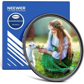 Neewer 49mm Black Pro Mist Diffusion 1/8 Filter Soft Dreamy Effect Filection Filter Ultra Slim Prident Pridglent Scratch Glass Pantics ، Multi Nano Coatings for Video/Vlog/Portrait Photography