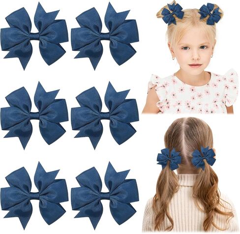 choicbaby 3 بوصات أقواس الشعر للفتيات الأسود grosgrain شريط الشريط الدبوس أقواس الشعر مقاطع مزدحمة أقواس الأطفال مقاطع الشعر لعيد ميلاد الطفل هدايا 6 حزمة الصور الدعائم in Kuwait