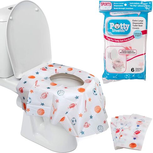 Toilet Seat Covers Disposable (20 pk, Dinosaurs) - XL Waterproof Toilet Cover for Toddlers, Kids & Adults - Portable & Individually Wrapped for Travel, Potty Training, Public Restrooms in Kuwait