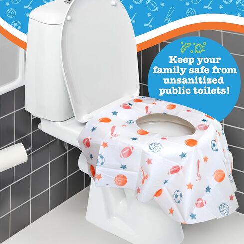 Toilet Seat Covers Disposable (20 pk, Dinosaurs) - XL Waterproof Toilet Cover for Toddlers, Kids & Adults - Portable & Individually Wrapped for Travel, Potty Training, Public Restrooms in Kuwait
