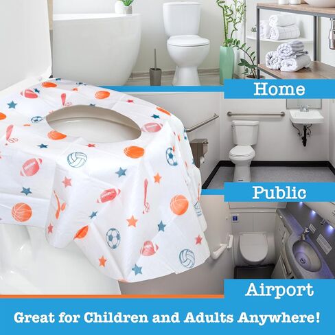 Toilet Seat Covers Disposable (20 pk, Dinosaurs) - XL Waterproof Toilet Cover for Toddlers, Kids & Adults - Portable & Individually Wrapped for Travel, Potty Training, Public Restrooms in Kuwait
