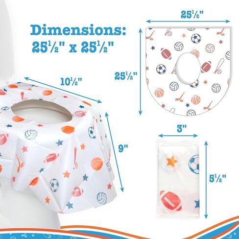 Toilet Seat Covers Disposable (20 pk, Dinosaurs) - XL Waterproof Toilet Cover for Toddlers, Kids & Adults - Portable & Individually Wrapped for Travel, Potty Training, Public Restrooms in Kuwait