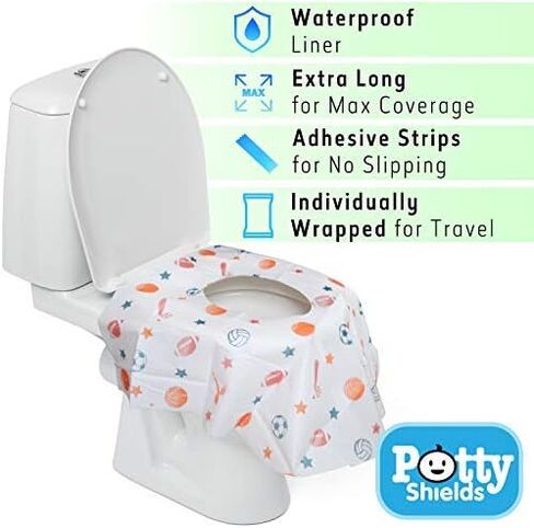 Toilet Seat Covers Disposable (20 pk, Dinosaurs) - XL Waterproof Toilet Cover for Toddlers, Kids & Adults - Portable & Individually Wrapped for Travel, Potty Training, Public Restrooms in Kuwait
