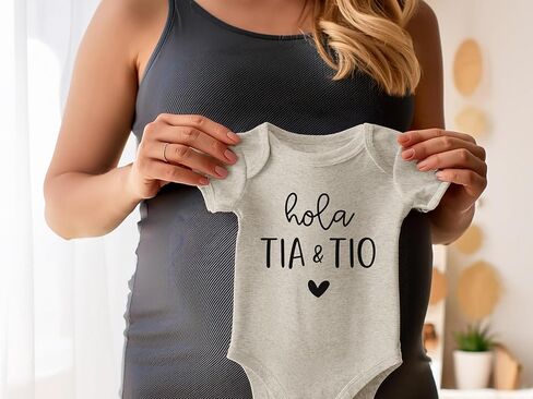 Hola Tia & Tio Spanish Surprise Pregnancy Announcement for Aunt and Uncle | New Baby Announcement Gift for Sister and Brother (White) in Kuwait