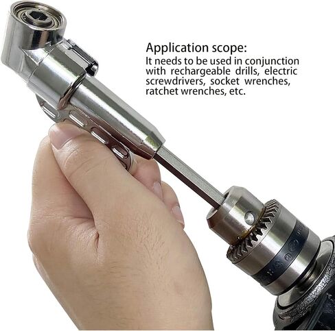 KAFENDA 105 Degree Right Angle Screwdriver Drill Adapter （Short） 3Pcs 1/4 3/8 1/2" Universal Socket Adapter Set Hex Shank Bit Square Power Drill Sockets 10 Pcs Bit (SET C) in Kuwait