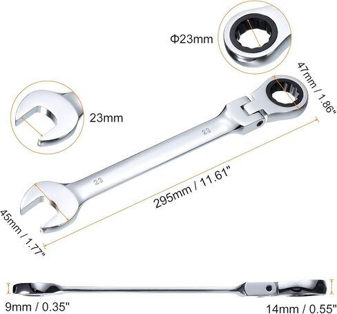 Harfington Flex-Head Recketing Wrench 17mm 180 ° Contating Head Metric Ratchet Renches 72-Teeth Chrome Vanadium Steel End Open Ratchet for Hackerers Nut Bolt in Kuwait