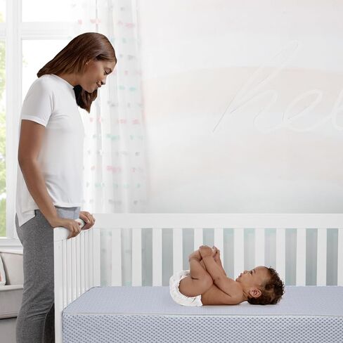Simmons Kids Nights 4 بوصة مرتبة سرير صغيرة 4 بوصة - Greenguard Gold - مقاومة للماء - جوهر الألياف الأساسية المستدامة ، أبيض/أزرق in Kuwait