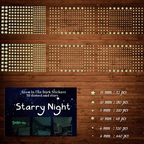 1230 PCS Glow Ultra Glow in the Dark Stars Wall Stickers ، Decors Decor Decor Decor Starry Sky Decor in Kuwait