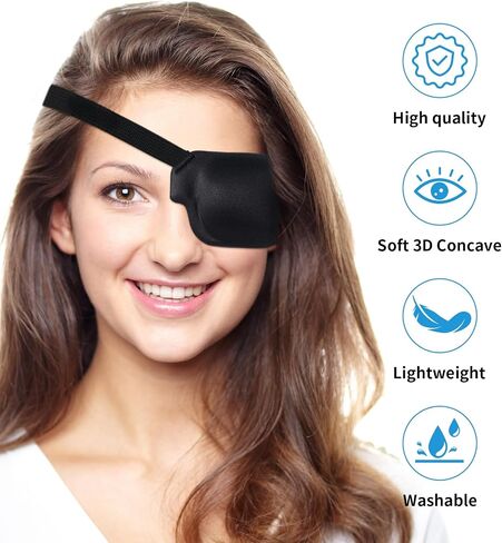 2Pcs 3D Eye Patches for Adults, Adjustable Medical Eyepatch for Lazy Eye, Large Black(Left and Right) in Saudi Arabia