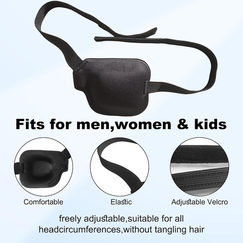 2Pcs 3D Eye Patches for Adults, Adjustable Medical Eyepatch for Lazy Eye, Large Black(Left and Right) in Saudi Arabia