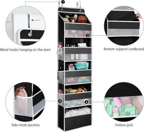 Univivi Over Door Hanging Organizer for Baby Nursery, Purple, 6-Shelf | Door Storage with Large Capacity Breathable Mesh Pockets, Fabric Over Door Organizer for Baby Essential, Bedroom and Dorm in Saudi Arabia