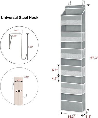Univivi Over Door Hanging Organizer for Baby Nursery, Purple, 6-Shelf | Door Storage with Large Capacity Breathable Mesh Pockets, Fabric Over Door Organizer for Baby Essential, Bedroom and Dorm in Saudi Arabia