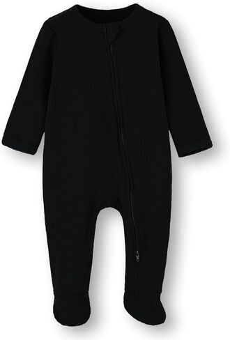 ACESTAR Baby Footies Pajamas, 2-Way Zipper Baby Sleepers with Mitten Cuffs - Long Sleeve Baby Zip Up Onesie for 0-12 Months in Kuwait