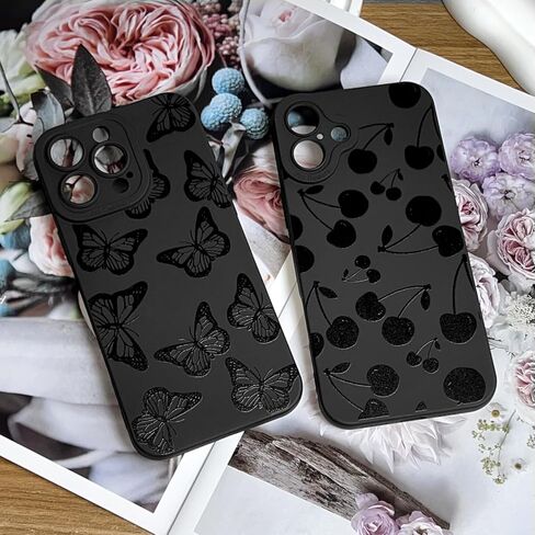 Compatible for iPhone 14 Case, Black Cute Wave Ripple Case Design for Women Girls, Soft TPU Slim Profile, Anti-Slip Shockproof Protective Phone Cover for iPhone 14 in Kuwait