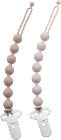 مقاطع مصاصة للطفل الفتيات 2 في 1 قطعة واحدة من حاملي حاملي Pacifier Silicone Paci Binky مقاطع لألعاب التسنين ومحاكمة الأطفال من 2 (أرجواني المتربة + البرتقالي) in Kuwait