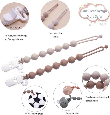 مقاطع مصاصة للطفل الفتيات 2 في 1 قطعة واحدة من حاملي حاملي Pacifier Silicone Paci Binky مقاطع لألعاب التسنين ومحاكمة الأطفال من 2 (أرجواني المتربة + البرتقالي) in Kuwait
