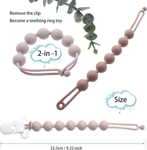 مقاطع مصاصة للطفل الفتيات 2 في 1 قطعة واحدة من حاملي حاملي Pacifier Silicone Paci Binky مقاطع لألعاب التسنين ومحاكمة الأطفال من 2 (أرجواني المتربة + البرتقالي) in Kuwait