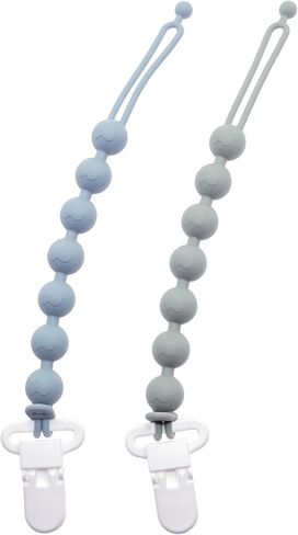 مقاطع مصاصة للطفل الفتيات 2 في 1 قطعة واحدة من حاملي حاملي Pacifier Silicone Paci Binky مقاطع لألعاب التسنين ومحاكمة الأطفال من 2 (أرجواني المتربة + البرتقالي) in Kuwait