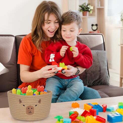 2 PCS سلال حيوانية ، سلة تخزين حبل القطن المنسوجة من البقر ، سلة ألعاب كبيرة وصغيرة مع مقبض ، منظم سلة الغسيل للملابس ، المناشف ، البطانية ، الألعاب ، الهدايا ، دش الطفل ، تخزين ألعاب الحيوانات الأليفة in Kuwait