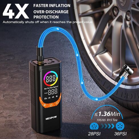 Nexpow NP17 ضاغط الهواء المحمول ، 150 PSI نفخ الإطارات الرقمية ، والتضخم السريع مع الإغلاق التلقائي ، وضوء LED ، وفوهات متعددة للسيارة ، والدراجة ، والكرة ، والتصميم المدمج ، والأحمر in Kuwait