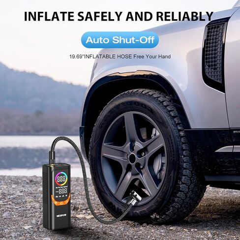 Nexpow NP17 ضاغط الهواء المحمول ، 150 PSI نفخ الإطارات الرقمية ، والتضخم السريع مع الإغلاق التلقائي ، وضوء LED ، وفوهات متعددة للسيارة ، والدراجة ، والكرة ، والتصميم المدمج ، والأحمر in Kuwait