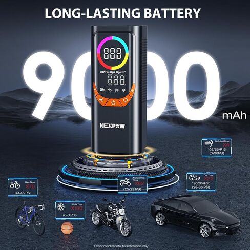 Nexpow NP17 ضاغط الهواء المحمول ، 150 PSI نفخ الإطارات الرقمية ، والتضخم السريع مع الإغلاق التلقائي ، وضوء LED ، وفوهات متعددة للسيارة ، والدراجة ، والكرة ، والتصميم المدمج ، والأحمر in Kuwait