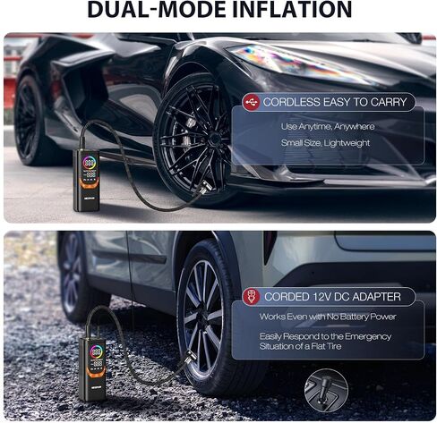 Nexpow NP17 ضاغط الهواء المحمول ، 150 PSI نفخ الإطارات الرقمية ، والتضخم السريع مع الإغلاق التلقائي ، وضوء LED ، وفوهات متعددة للسيارة ، والدراجة ، والكرة ، والتصميم المدمج ، والأحمر in Kuwait