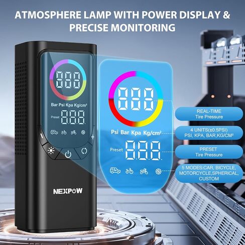 Nexpow NP17 ضاغط الهواء المحمول ، 150 PSI نفخ الإطارات الرقمية ، والتضخم السريع مع الإغلاق التلقائي ، وضوء LED ، وفوهات متعددة للسيارة ، والدراجة ، والكرة ، والتصميم المدمج ، والأحمر in Kuwait