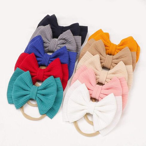 Baby Girl Soft Nylon Bow Elastic Headband Turban Toddler Infant Bow-knot Stretchy Hair Band Birthday Party Hair Bow Ribbon Accessories for Newborn Baby (Bow 1 - Pink, Elastic) in Saudi Arabia