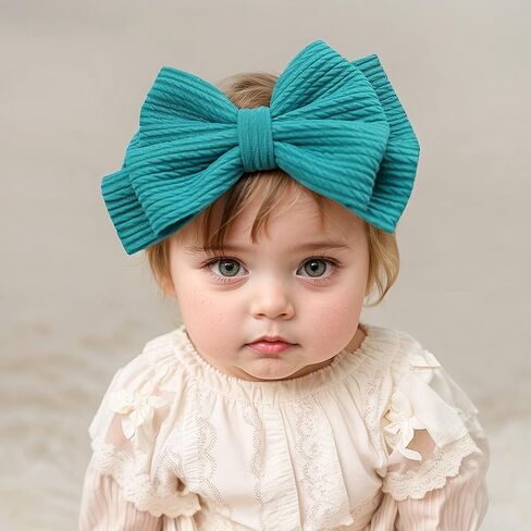 Baby Girl Soft Nylon Bow Elastic Headband Turban Toddler Infant Bow-knot Stretchy Hair Band Birthday Party Hair Bow Ribbon Accessories for Newborn Baby (Bow 1 - Pink, Elastic) in Saudi Arabia