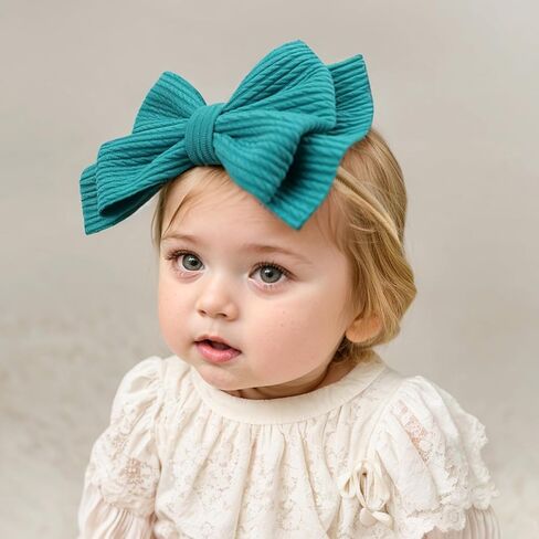 Baby Girl Soft Nylon Bow Elastic Headband Turban Toddler Infant Bow-knot Stretchy Hair Band Birthday Party Hair Bow Ribbon Accessories for Newborn Baby (Bow 1 - Pink, Elastic) in Saudi Arabia