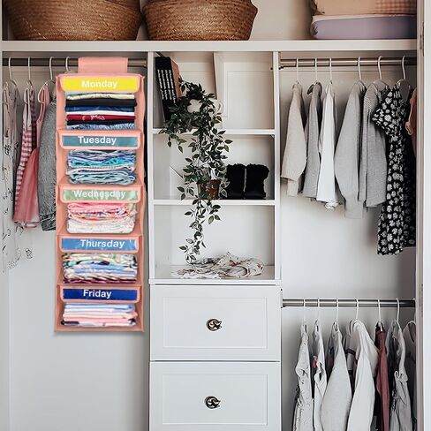 منظم الملابس الأسبوعي لـ Kids-Day of the Week منظم الملابس لـ Kids-Kids Daily Lesport Organizer-Monday Organizer-Kids Closet Organizer Ways of the Week ، Fight Pink ... in Kuwait