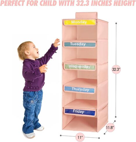 منظم الملابس الأسبوعي لـ Kids-Day of the Week منظم الملابس لـ Kids-Kids Daily Lesport Organizer-Monday Organizer-Kids Closet Organizer Ways of the Week ، Fight Pink ... in Kuwait