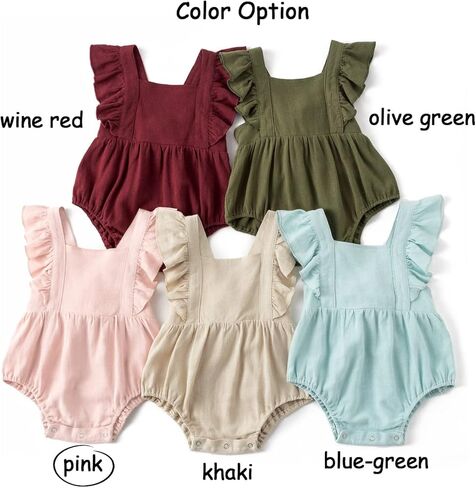 Simplee kids 2PCS Baby Boys Girls Adjustable Slip Romper Summer Outfit Jumpsuit Cotton Linen Bodysuit in Kuwait