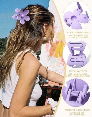HAIMEIKANG 6 PCS Hair Claw Clips - Matte Flower, Heart, Butterfly Hair Claw Clips for Women Girls - Non-Slip and Strong Hold for Thin/Medium/Thick Hair in Kuwait