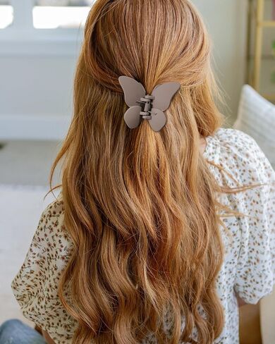 HAIMEIKANG 6 PCS Hair Claw Clips - Matte Flower, Heart, Butterfly Hair Claw Clips for Women Girls - Non-Slip and Strong Hold for Thin/Medium/Thick Hair in Kuwait
