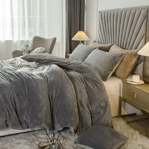Velvet Plush Shaggy Duvet Cover Set,Luxury Ultra Soft Fluffy Duvet Cover Set,Winter Fuzzy Duvet Cover Set, (1 Faux Fur Duvet Cover +2 Faux Fur Pillow,Full/Queen,Ocean Blue) in Saudi Arabia