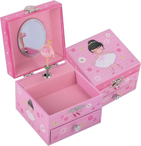 Girls Musical Jewelry Box with Drawer and Spinning Fairy, Kids Toys Gift Music Box for Little Girls Jewel Storage in Saudi Arabia