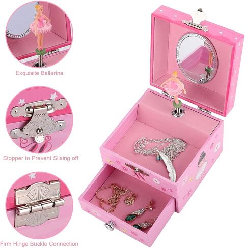 Girls Musical Jewelry Box with Drawer and Spinning Fairy, Kids Toys Gift Music Box for Little Girls Jewel Storage in Saudi Arabia