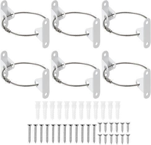 MECCANIXITY 8" Furniture Anchors, 6 Sets Anti Tip Furniture Anchors Stainless Steel Furniture Securing Wall Anchors for Earthquake Straps Home Safety, Black in Kuwait