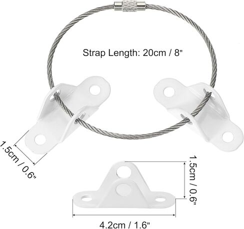 MECCANIXITY 8" Furniture Anchors, 6 Sets Anti Tip Furniture Anchors Stainless Steel Furniture Securing Wall Anchors for Earthquake Straps Home Safety, Black in Kuwait