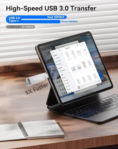 محرك أقراص فلاش 128 جيجابايت لـ iPhone iPad ، USB 3.0 Storage Storage Huffer For IPhone 15/16 Pro 4K Proring ، نسخة احتياطية من كاميرا محرك الأقراص الخارجي للصور ومقاطع الفيديو والملفات ، والتوصيل والتشغيل (Silver) in Saudi Arabia