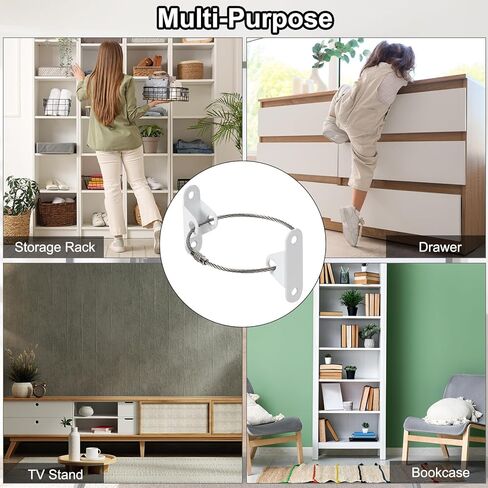 MECCANIXITY 8" Furniture Anchors, 6 Sets Anti Tip Furniture Anchors Stainless Steel Furniture Securing Wall Anchors for Earthquake Straps Home Safety, Black in Kuwait