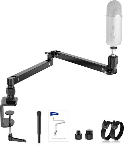 Neewer Low Profile Mic Arm Desk Mount, 360° Swivel Boom Arm with Pneumatic Damping Adjustable, Cable Management, Compatible with Shure MV7 SM7B Blue Yeti Gaming Streaming Podcast Microphone, MS002 in Saudi Arabia