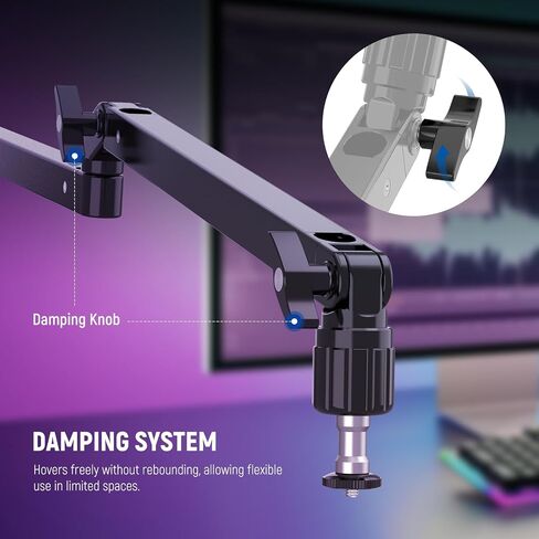 Neewer Low Profile Mic Arm Desk Mount, 360° Swivel Boom Arm with Pneumatic Damping Adjustable, Cable Management, Compatible with Shure MV7 SM7B Blue Yeti Gaming Streaming Podcast Microphone, MS002 in Saudi Arabia
